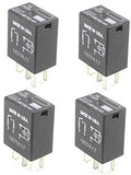 Four black 4-pin automotive relays with silver blade terminals, labeled 1833A12.