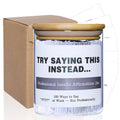 Glass affirmation jar with bamboo lid and printed work affirmation label, 100 sayings