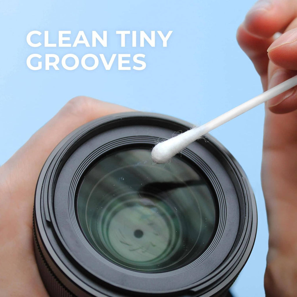 Cotton swab tip cleaning tiny grooves in a round device opening