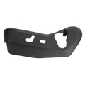 Black left seat track cover bezel with cutouts for power seat switch
