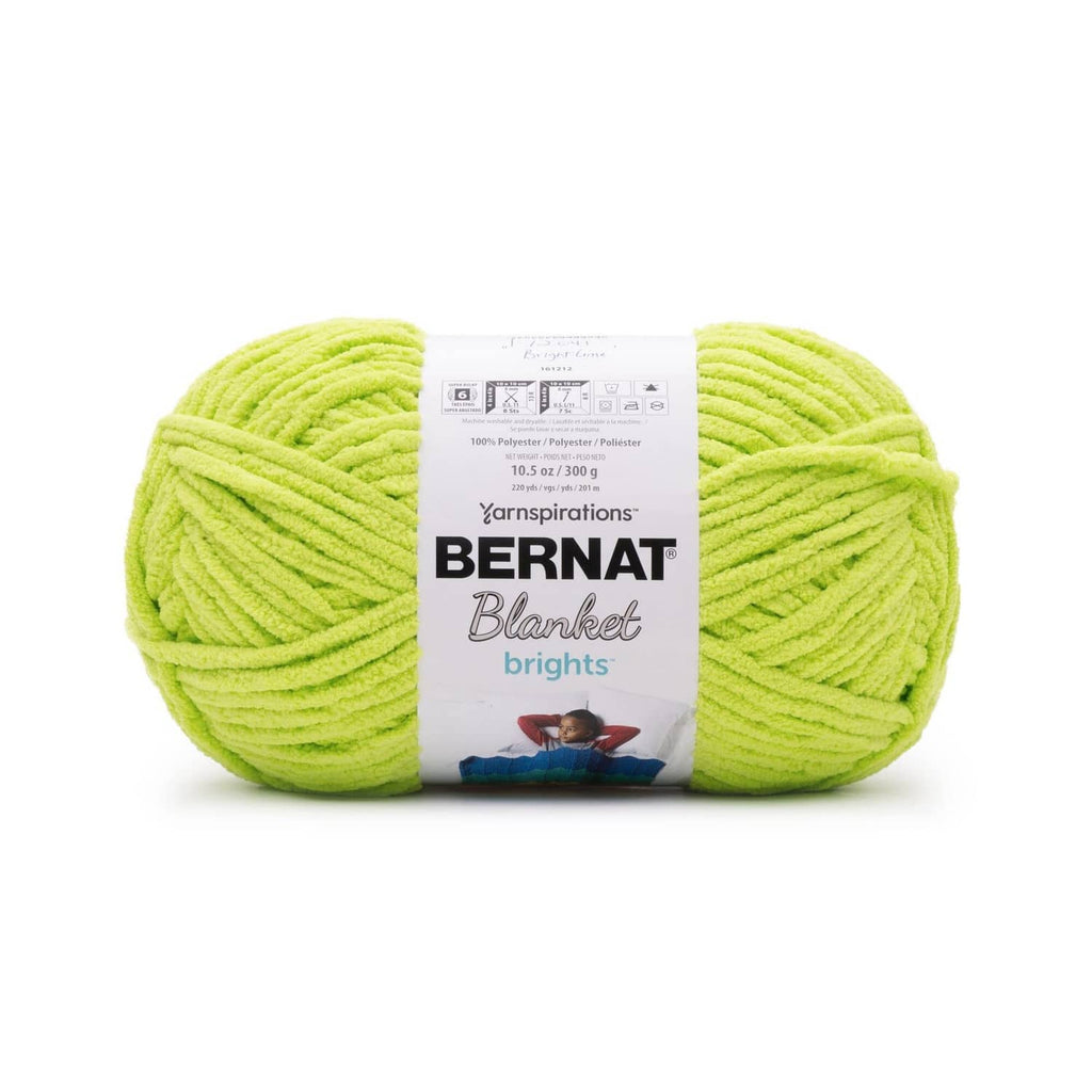 Bright lime super bulky acrylic yarn skein pair with Bernat Blanket brights label