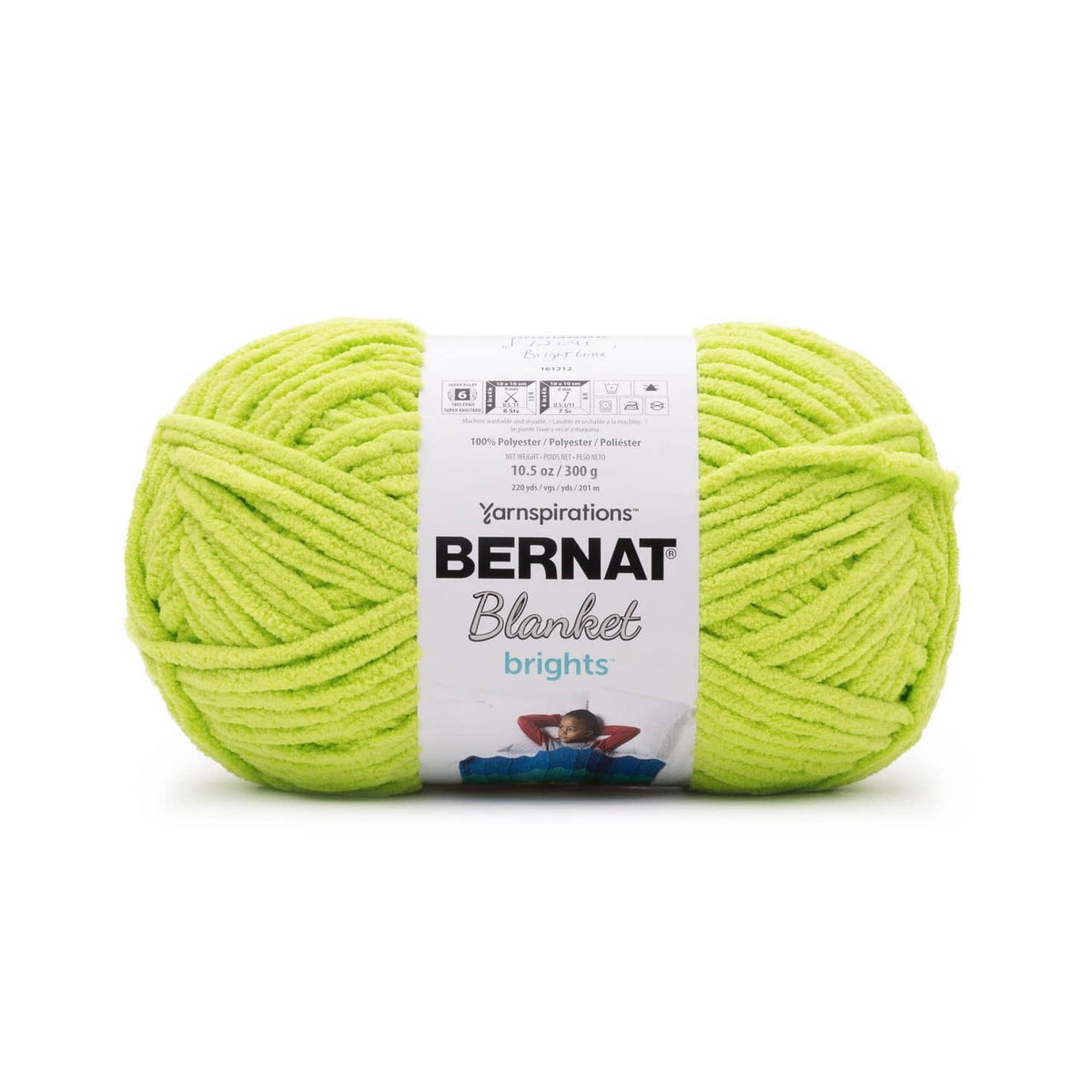 Bright lime super bulky acrylic yarn skein pair with Bernat Blanket brights label