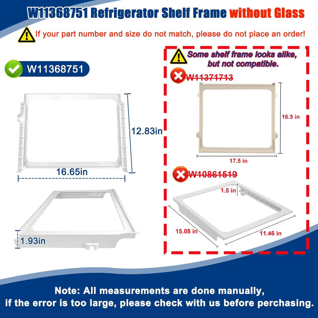 White refrigerator shelf frame without glass, rectangular frame with side clips