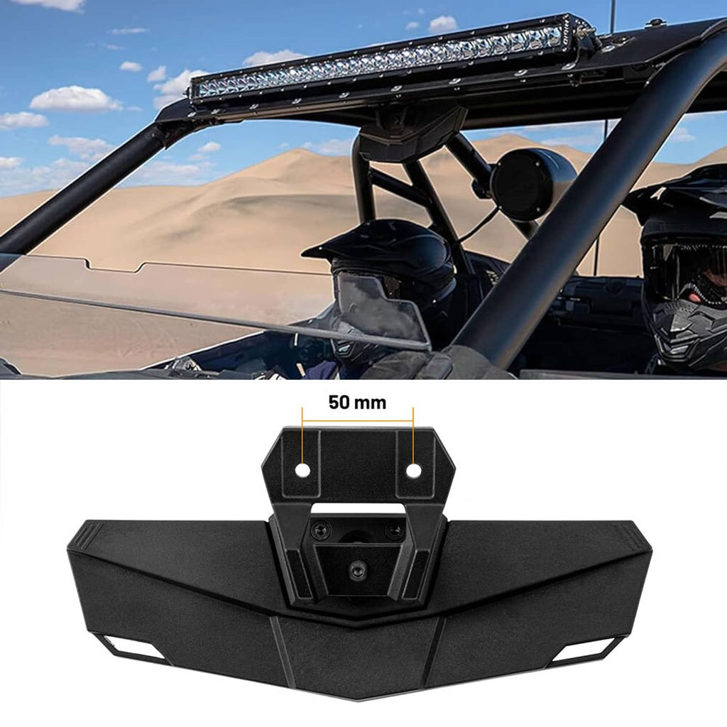 Black UTV rear-view mirror with 50 mm measurement and mounting bracket