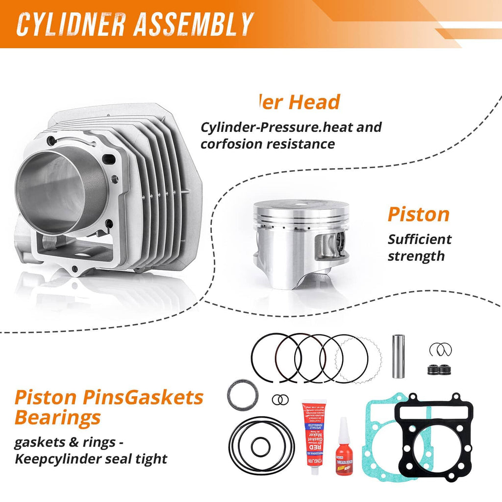 Cylinder assembly kit with piston rings, piston, cylinder and included gasket set