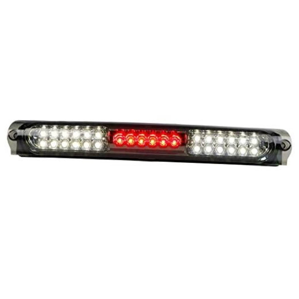 LED light bar with chrome housing and smoke lens; white LEDs with red center strip