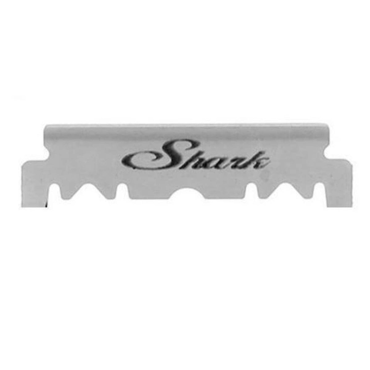 Silver Shark straight edge razor blade with serrated cutout