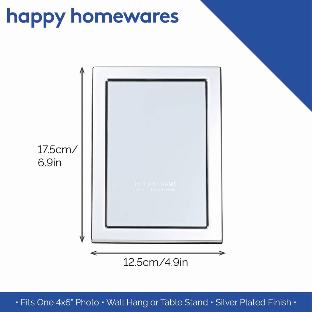 Silver-plated picture frame designed for 4x6 photo, wall or tabletop