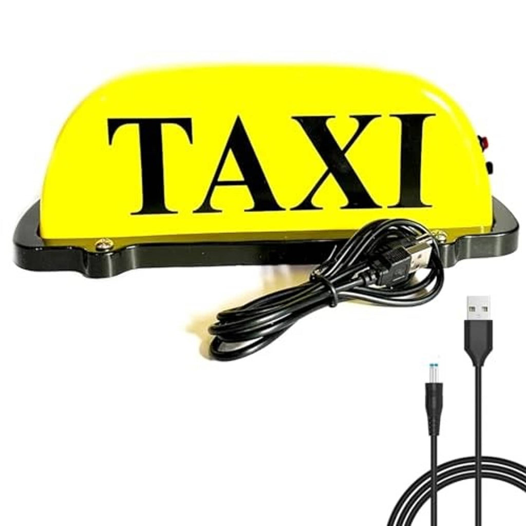 Yellow TAXI dome LED car sign light with USB cable and connector