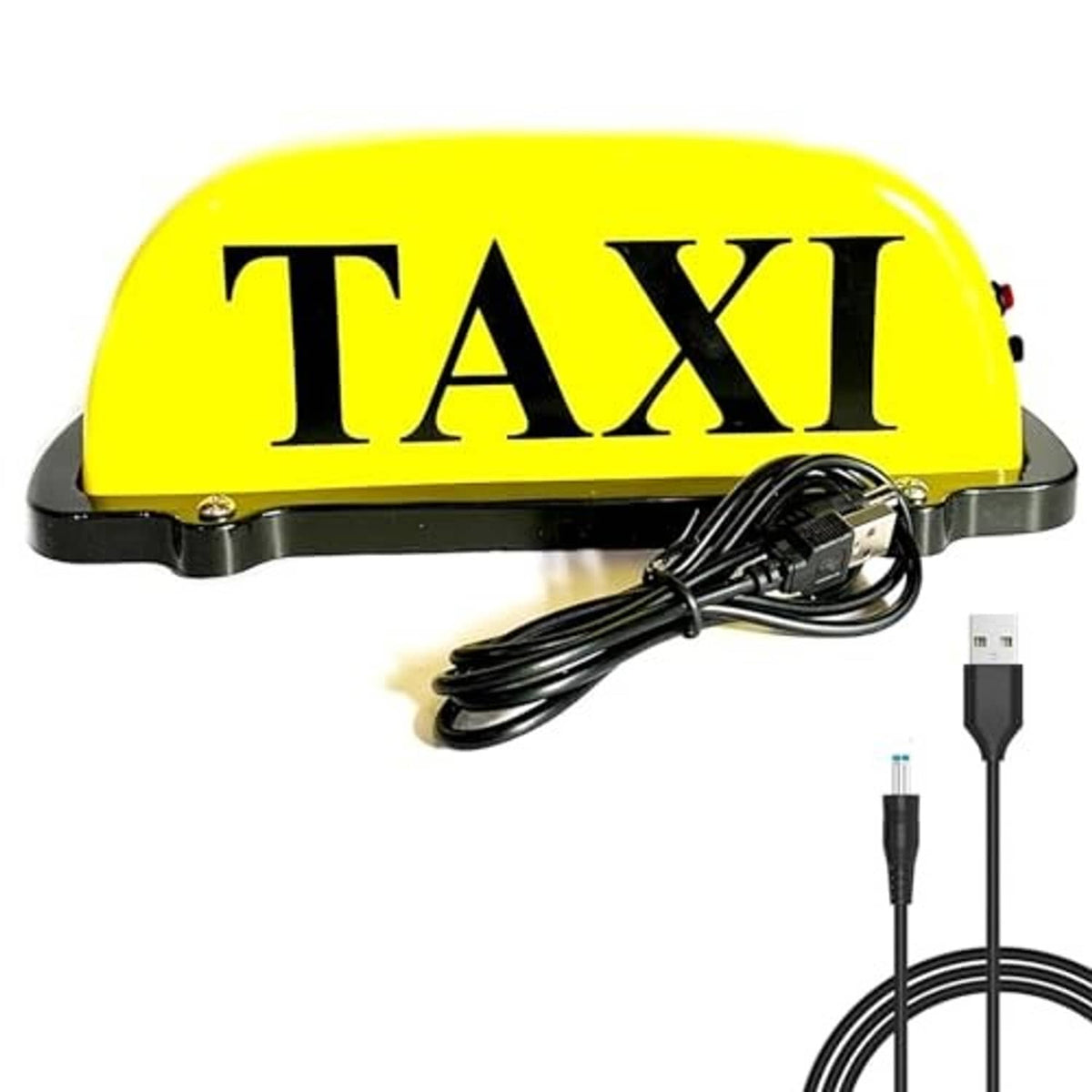 Yellow TAXI dome LED car sign light with USB cable and connector