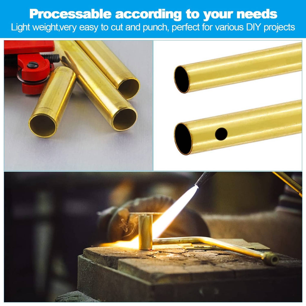 Gold brass tubes with open ends, shown for cutting and punching