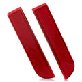 Pair of red rear bumper reflectors, left and right, with textured lens detail