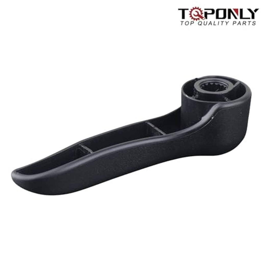 Seat recliner handle lever, black plastic base with circular connector opening
