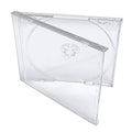 Clear CD jewel case with hinged lid open and disc tray visible in the front.