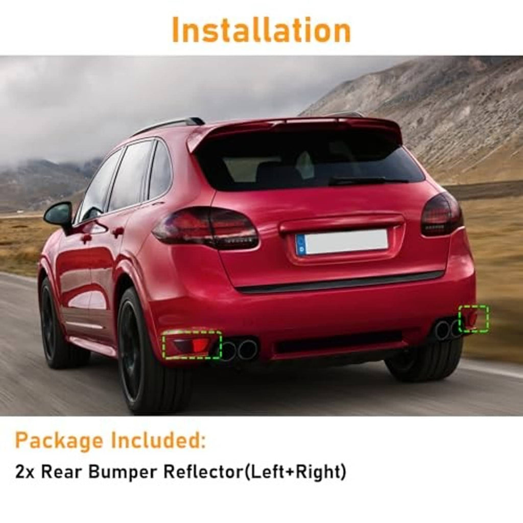Red rear bumper reflectors for left and right, shown on vehicle rear