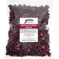 Bag of dried whole hibiscus flowers, dark burgundy petals