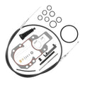 Lower shift cable kit with black cable loop, mounting plate, gaskets, and seal components