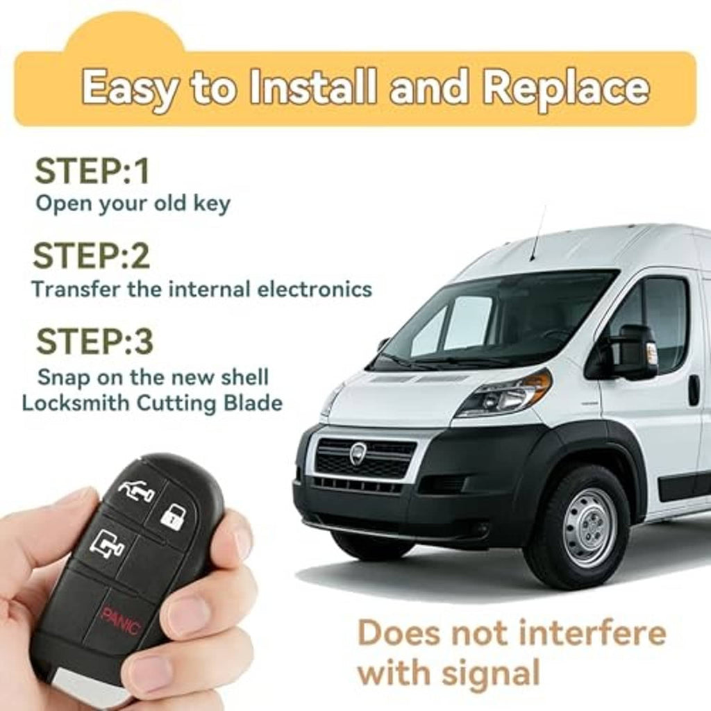 Black key fob shell cover with red PANIC button, held for easy replacement