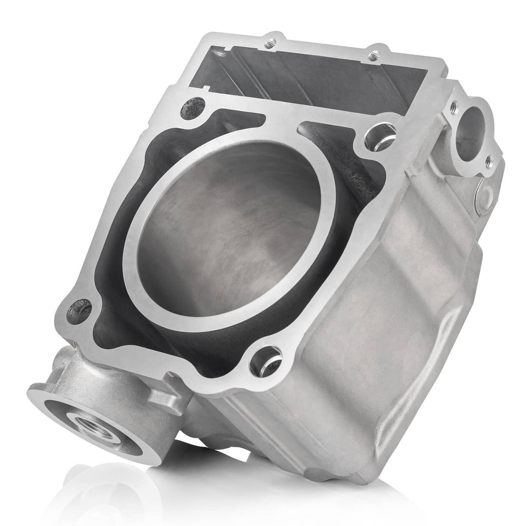 Cylinder top end housing with large bore and black gasket outline