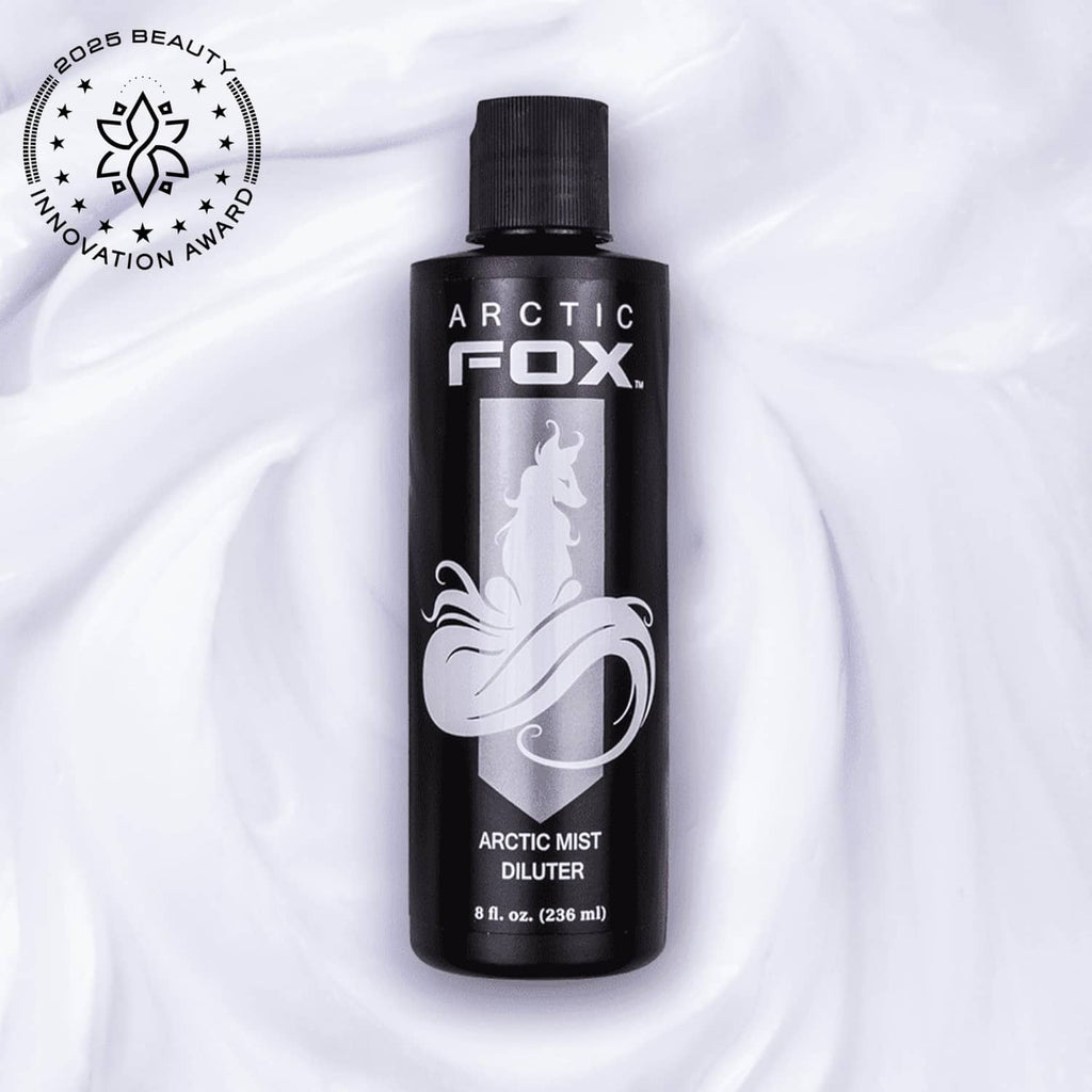 ARCTIC FOX Arctic Mist Diluter bottle, black cap, front label close view