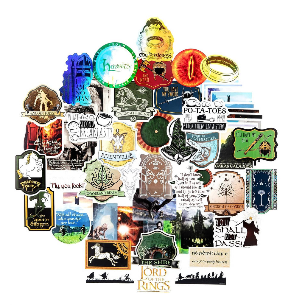 Multicolor vinyl sticker assortment with Lord of the Rings characters and scenes