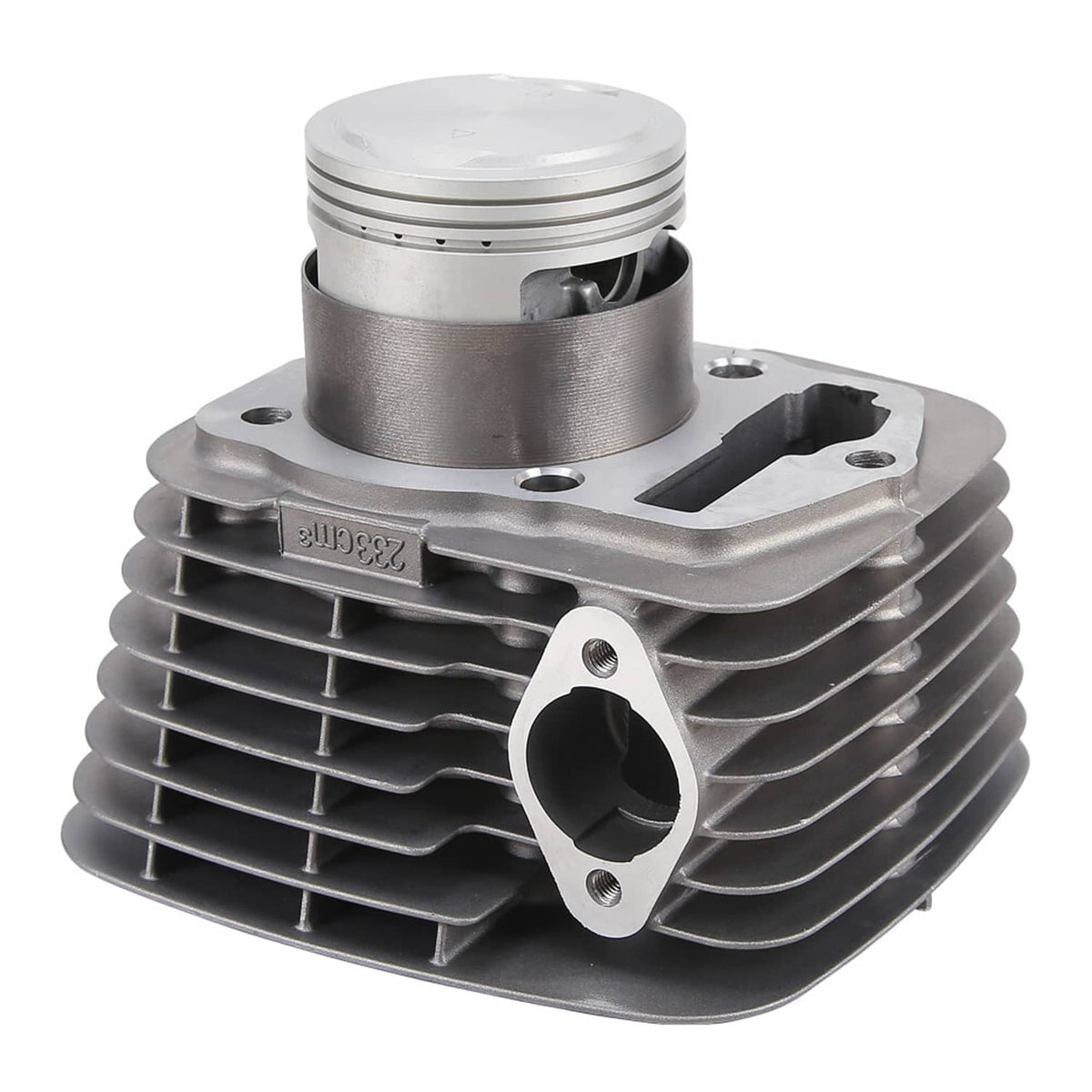 Cylinder and piston top end kit with intake port and piston rings