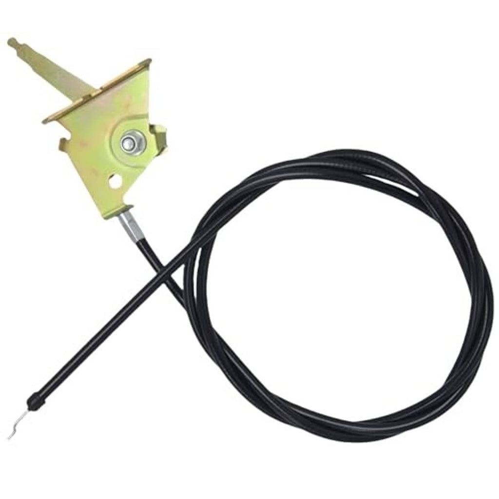Throttle control cable with yellow-green bracket plate and black cable loop