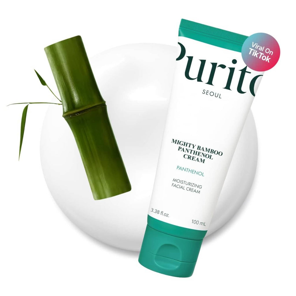 Facial moisturizer tube with teal cap and white body, plus green pump-style dispenser