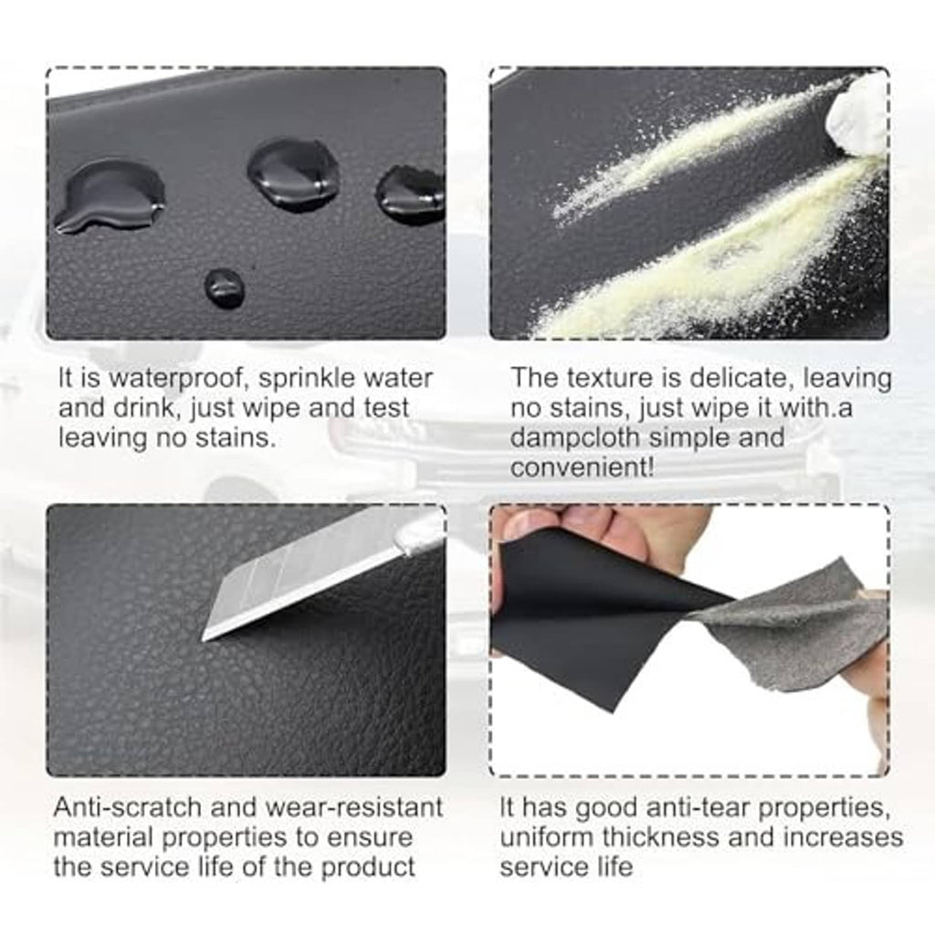 Black leather-look seat cover material with water-shedding and anti-scratch texture