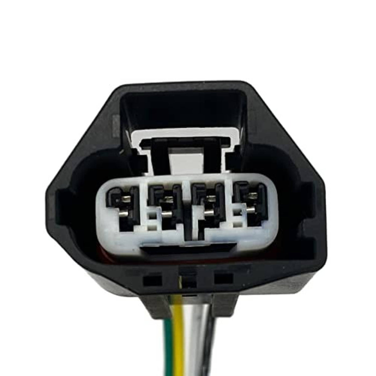 Fuel pressure sensor connector with multi-pin socket and green and yellow wires