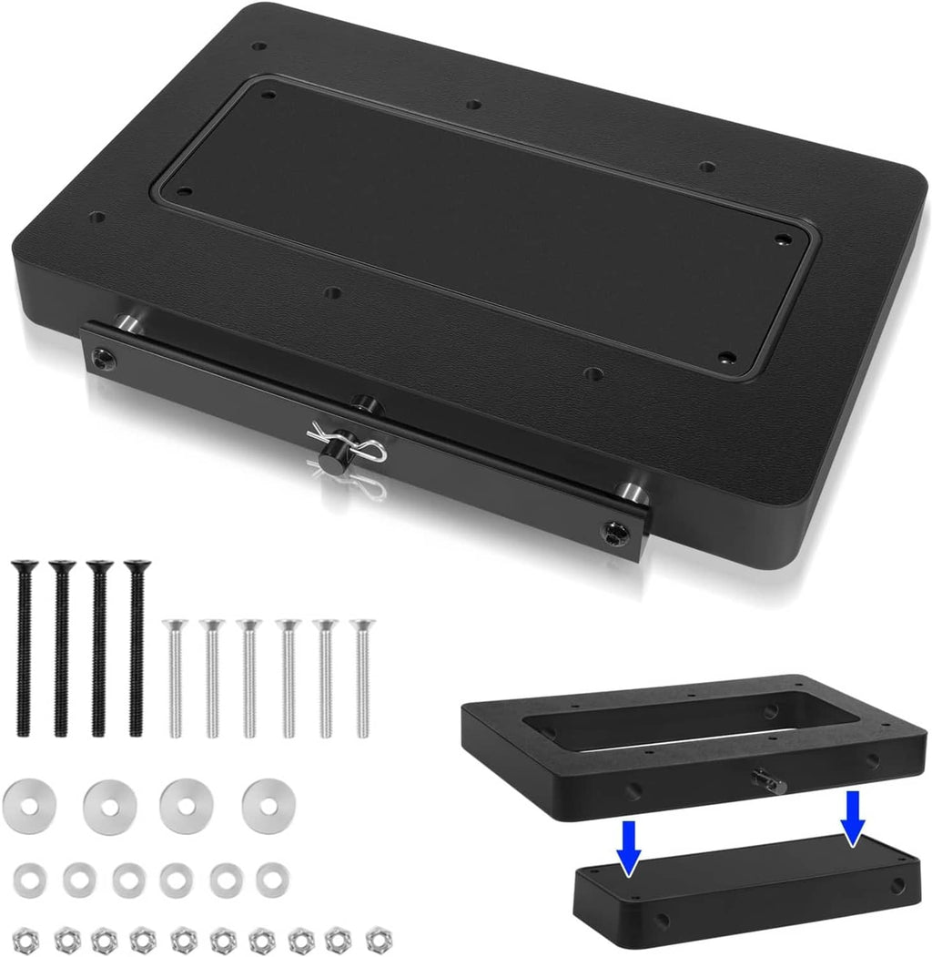 Black quick release bracket plate for trolling motor with mounting holes