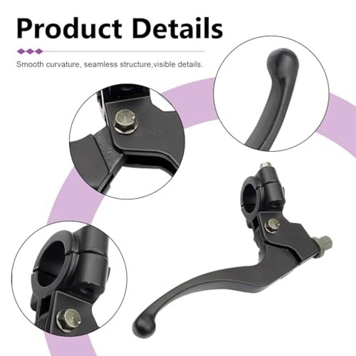 Motorcycle brake lever with perch, black finish, close-up of mounting bolt