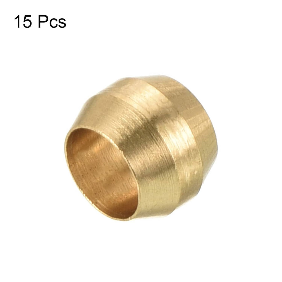 4mm brass compression sleeve ferrule, gold tone, 15 pcs