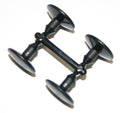 Drip irrigation goof plug stakes, black plastic with four circular discs