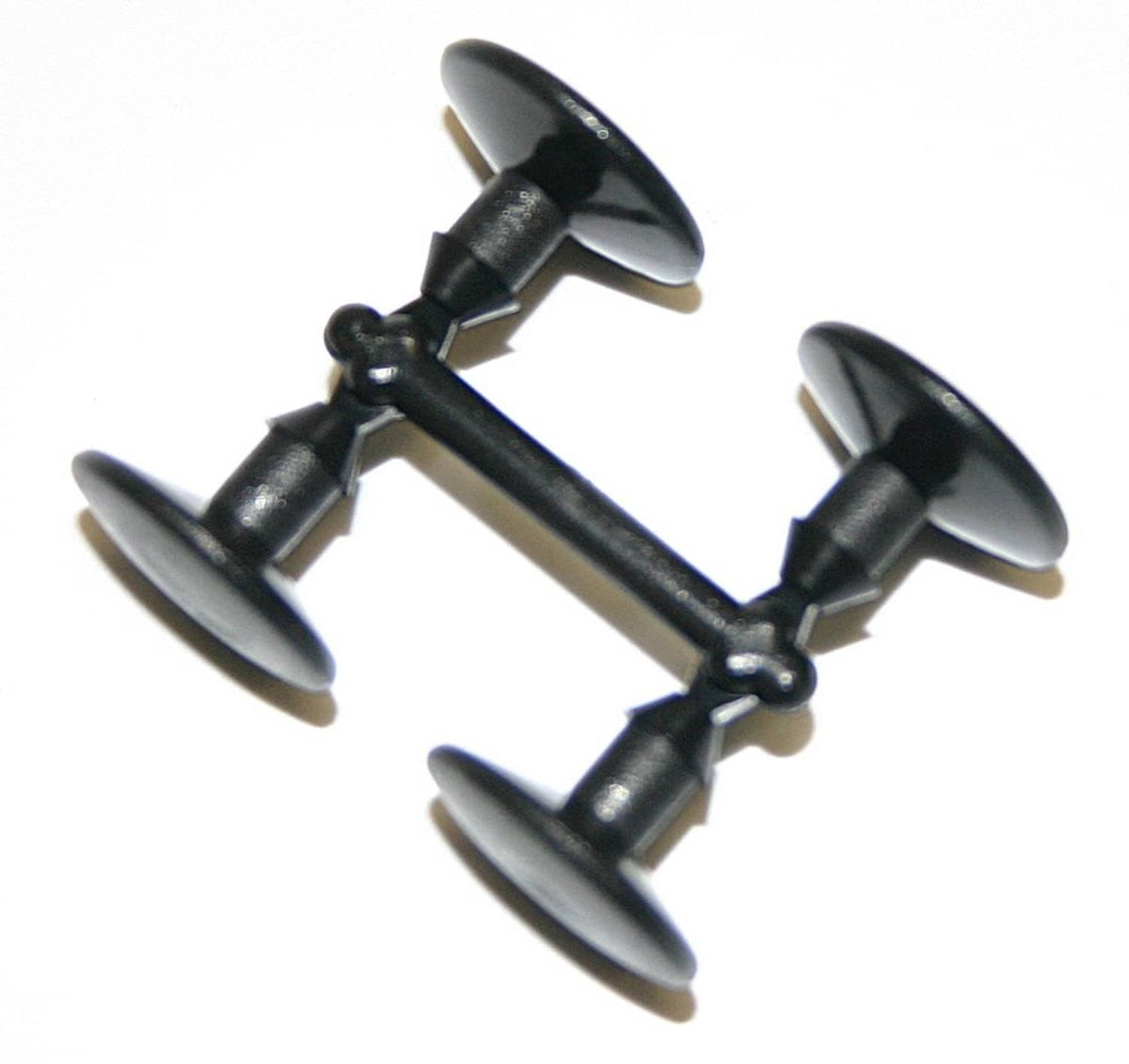 Drip irrigation goof plug stakes, black plastic with four circular discs