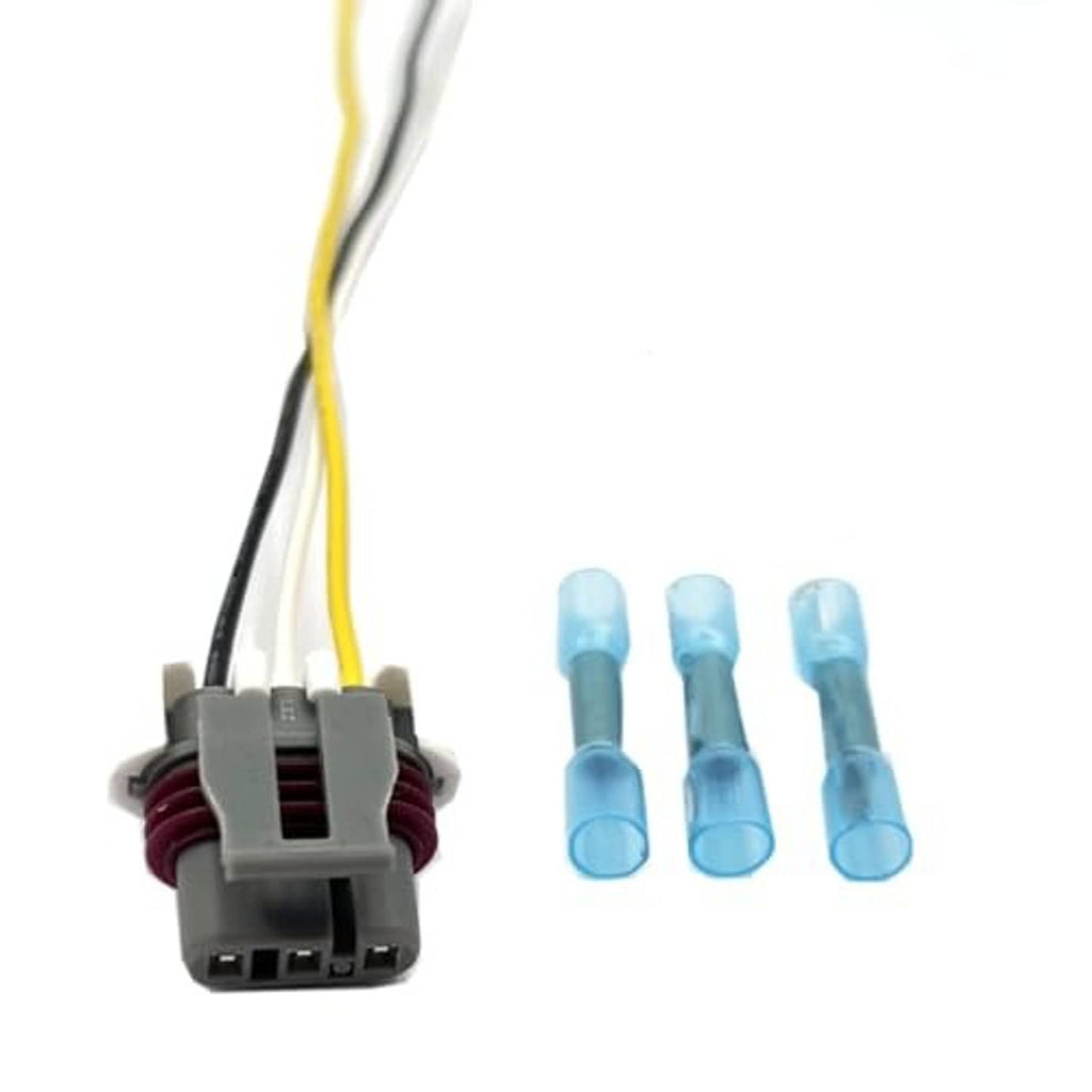 Crankshaft sensor wiring harness plug with black/white/yellow leads and three blue terminals
