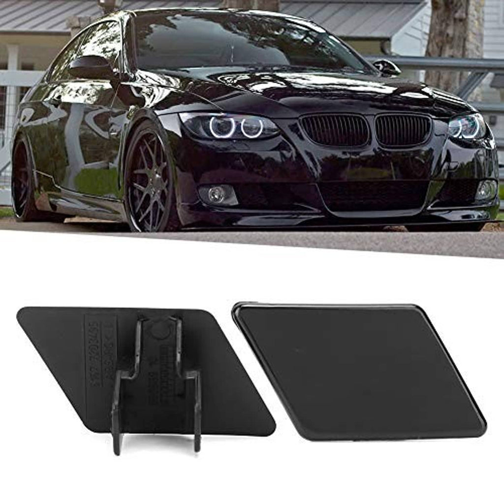 Headlight washer nozzle replacement cover pair, black covers with mounting posts