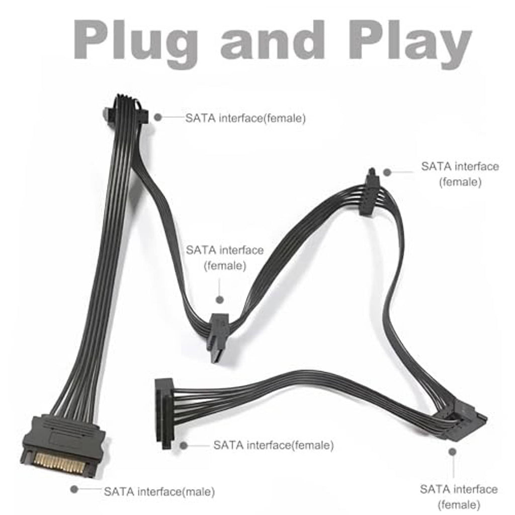 SATA power splitter cable with male and multiple female SATA power connectors