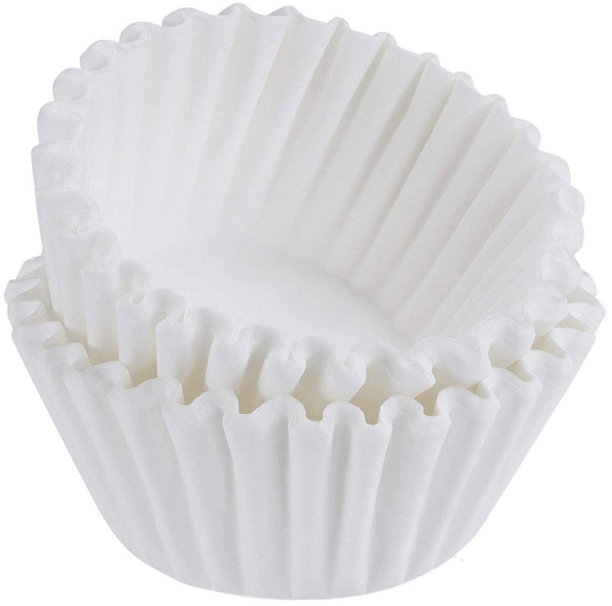 White #8–12 cup basket coffee filters, crimped paper cup liners