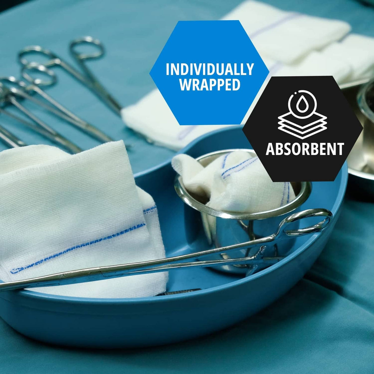 Individually wrapped sterile abdominal pad, 5x9 in, absorbent non-woven layer