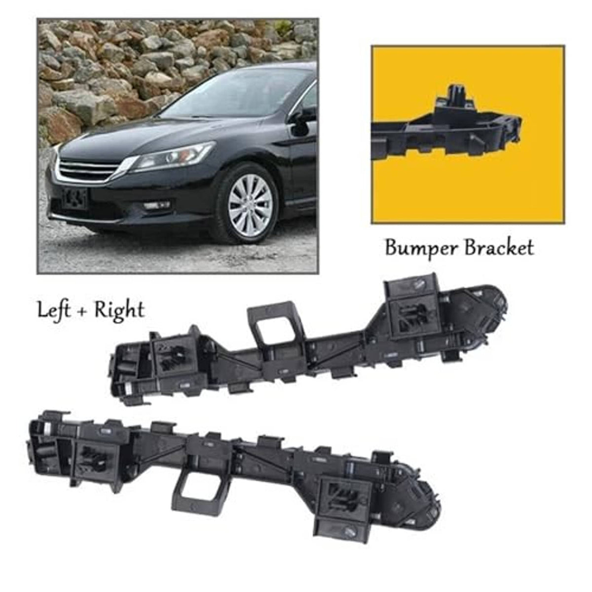 Black front bumper bracket set for left and right sides, long mounting rail