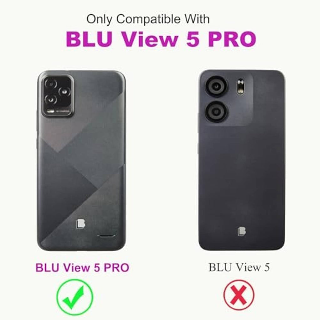 Purple phone case showing cutouts for BLU View 5 Pro model