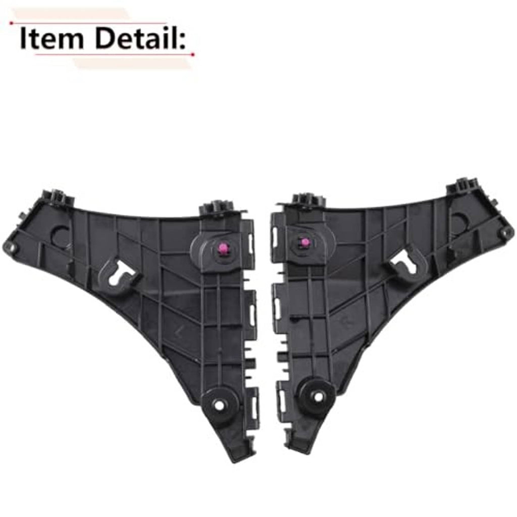 Front bumper bracket pair, black plastic with tab mounts and pink center retainers