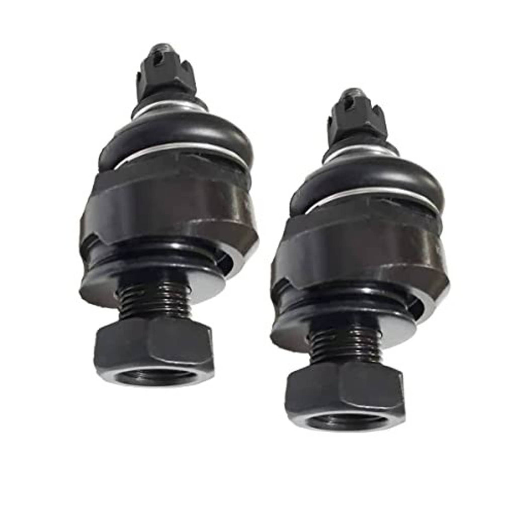 Front upper ball joint pair with black rubber boots and threaded mounting studs