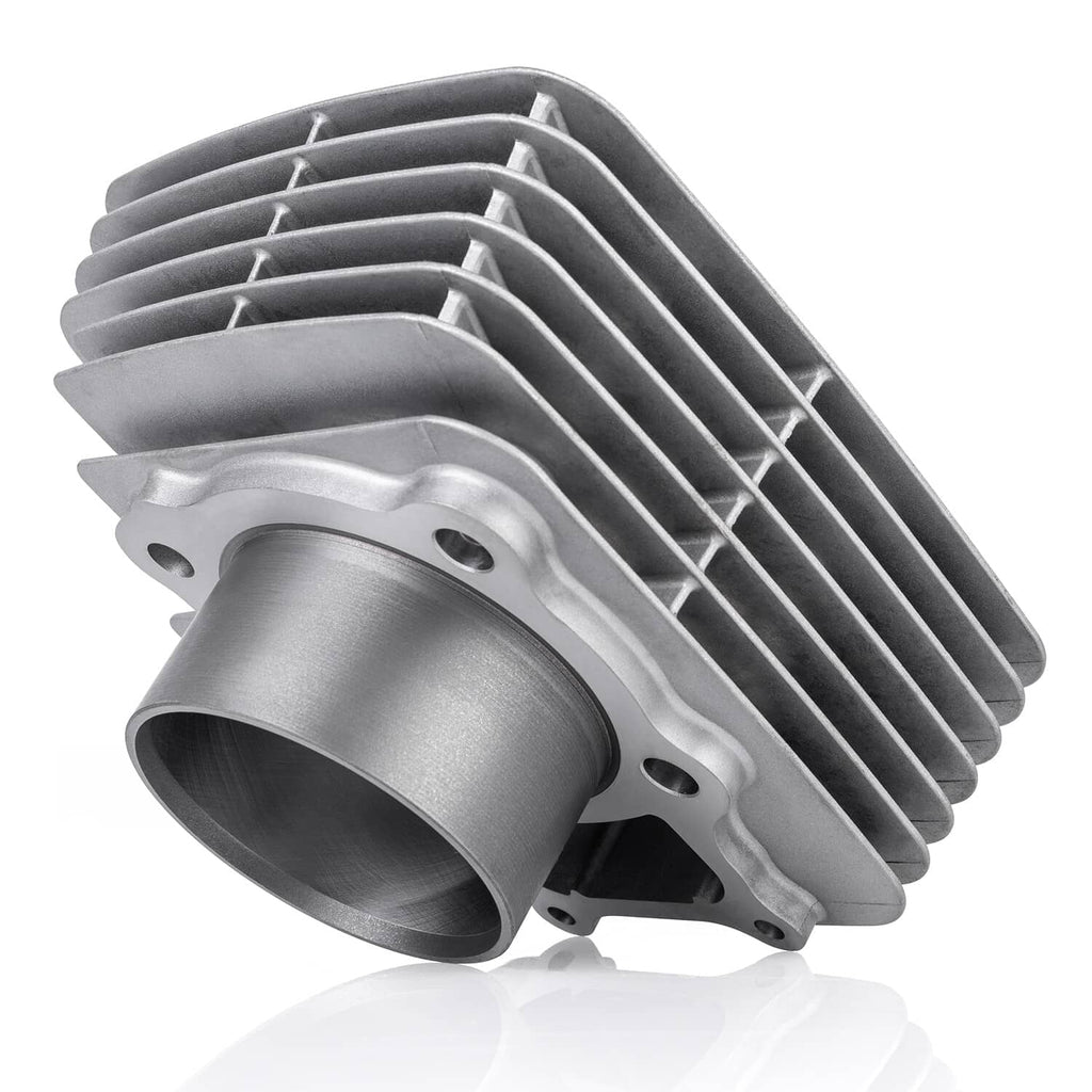ATV finned cylinder with piston bore and side mounting bracket holes