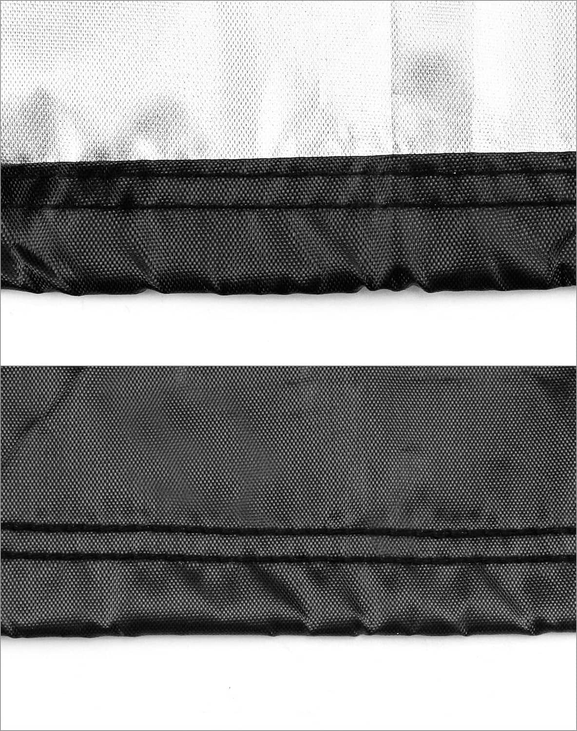 Black treadmill cover bottom hem with elastic casing and double-stitched seams.