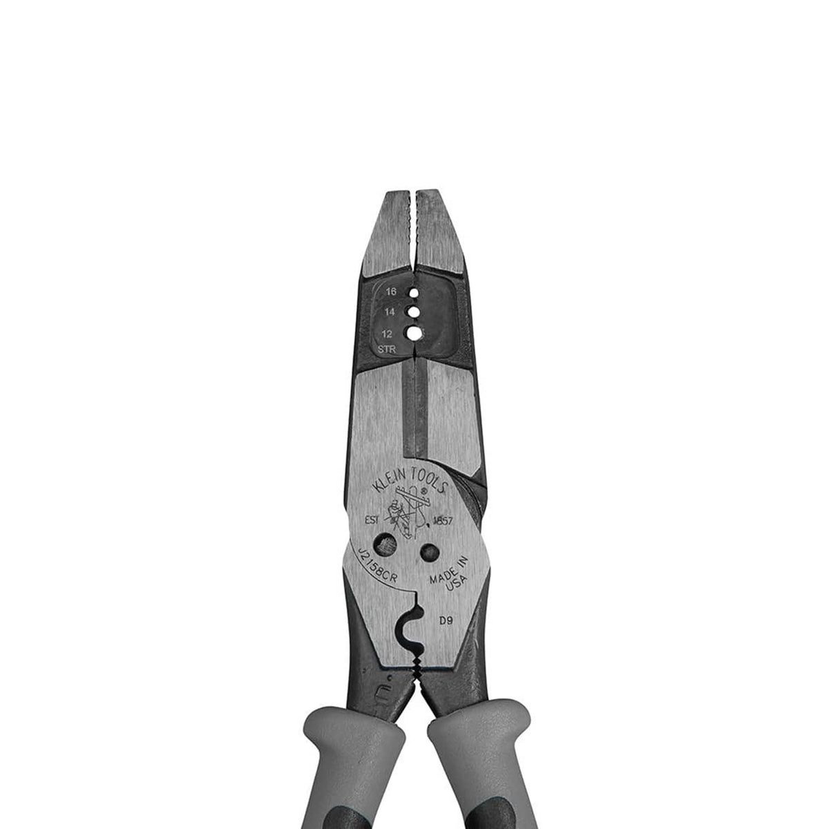 Multitool pliers with gray jaw and gray/black handle, showing measurement markings on head