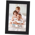 Black 4x6 photo frame with modern border and clear front, tabletop display