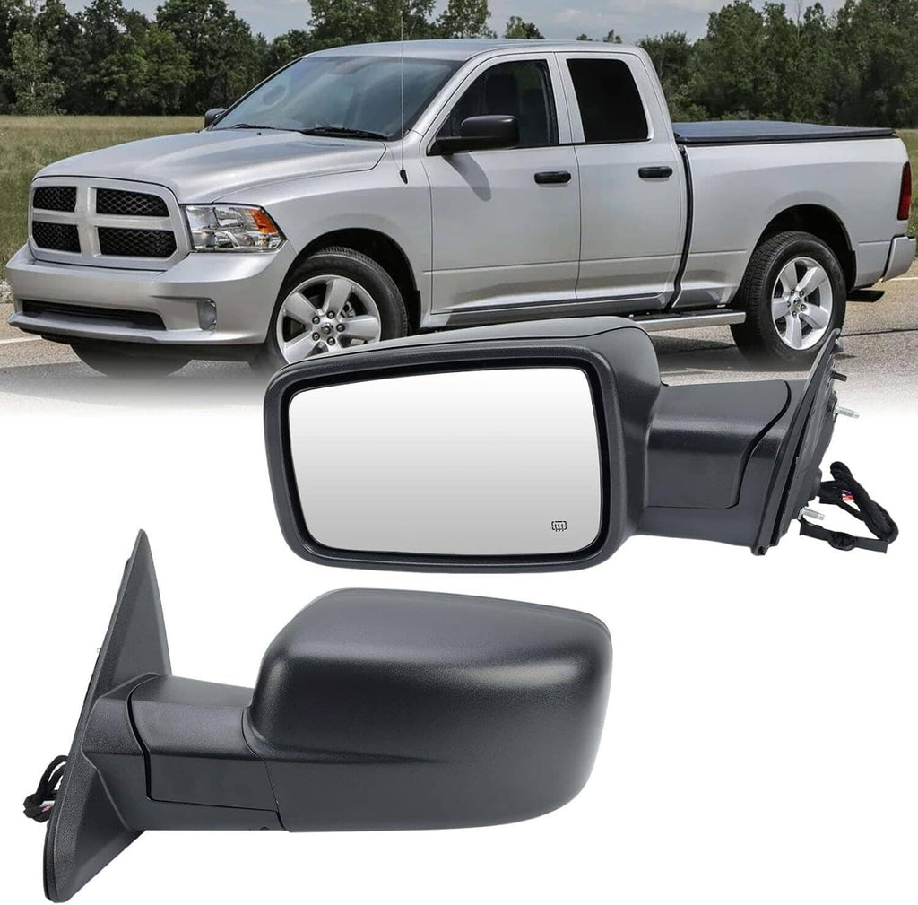 Left driver side manual-fold mirror assembly with black housing and clear reflective glass