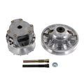 Silver clutch housing with central hub opening and mounting plate screws